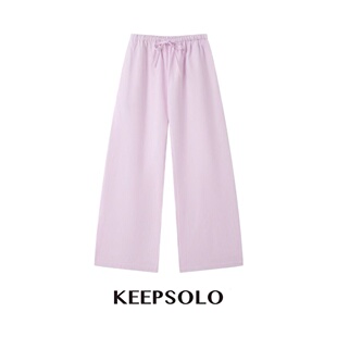 KeepSolo「自在慵懒」宽松条纹抽绳长裤 025
