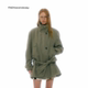 角落花园 FAE 英伦风系带收腰廓形立领灰绿色风衣外套女春