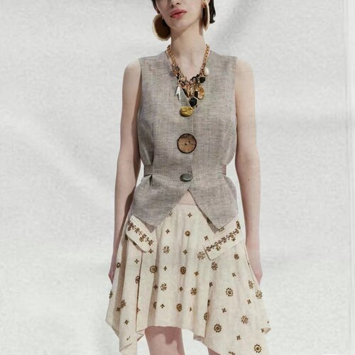 25春夏英伦绑带收腰百褶歌蒂尔