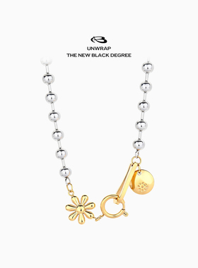 Blackdegree Store｜Flower flower欧美花朵钛钢项链金色拼接珠链