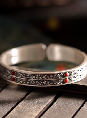 纯手工足银999凤羽手镯礼物