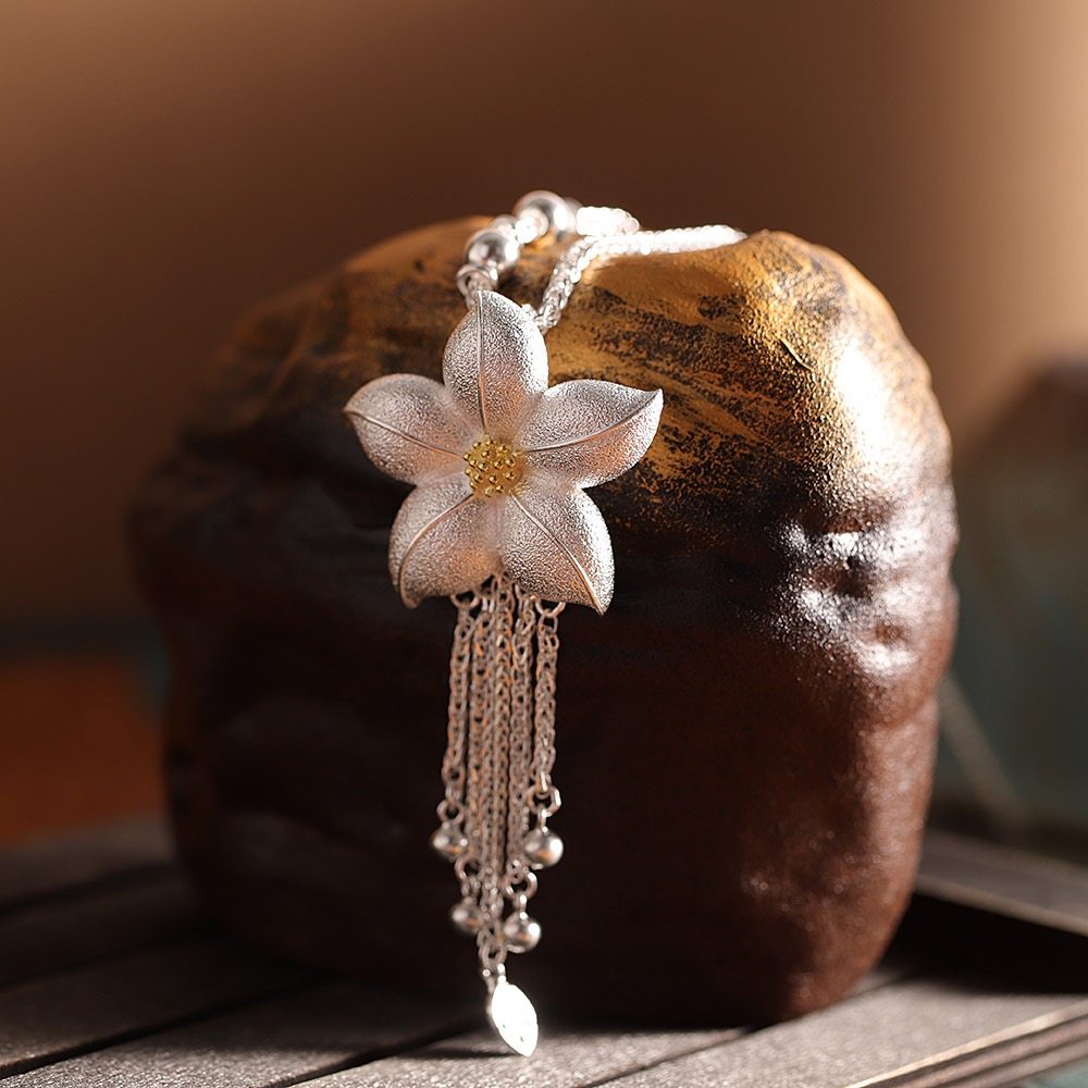 优雅大气足银9999海棠项链长款女复古简约轻奢纯银毛衣链套链礼物,饰品/流行首饰/时尚饰品新,银饰项链,淘宝优惠券,粉丝福利购,淘宝优惠卷