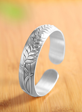 大麦足银9999手镯精工麦穗礼物