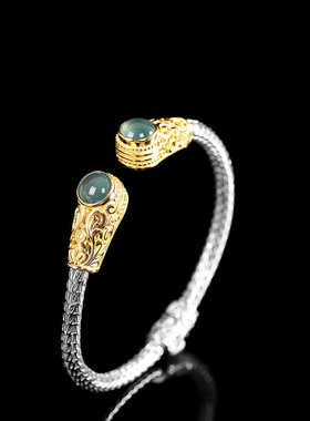 高级感925纯银天然A翡翠手镯气质