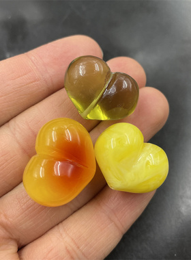DIY饰品配件优化二代琥珀蜜蜡爱心散珠 鸡心珠子 琥珀皮桃散珠