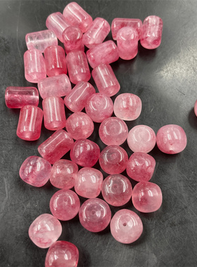 四海玉器 冰种粉红色玉石老型珠是那种 粉晶筒珠散批 特价