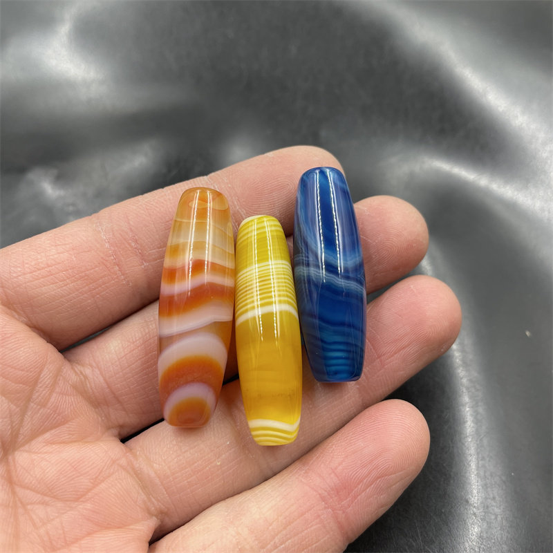四海玉器 新款蓝玉石缠丝玛瑙勒子 黄玛瑙米珠 红色缠丝玛瑙长珠
