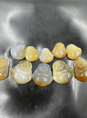 俏色黄色玛瑙小佛玉髓