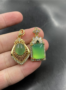 镶嵌绿玉髓水滴吊坠玛瑙挂件