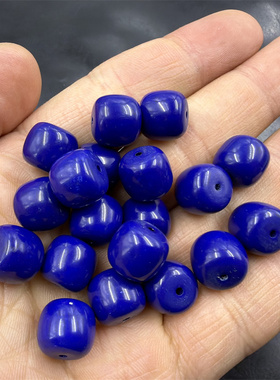 四海玉器 DIY饰品配件优化宝蓝色仿玉石老型珠散珠 深蓝色筒珠