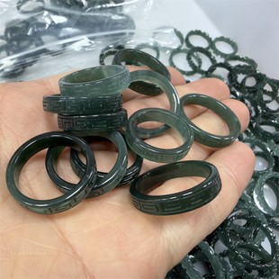 回去雕花翠玉戒圈 翡翠A货戒指 指环 天然正品 四海玉器