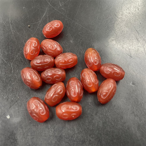 四海玉器 DIY饰品配件8*12毫米红色回纹雕花玛瑙筒珠散珠 散批
