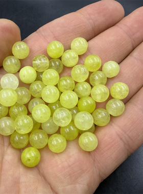 四海玉器 DIY饰品配件浅黄色玉石圆珠散珠 散批 特价