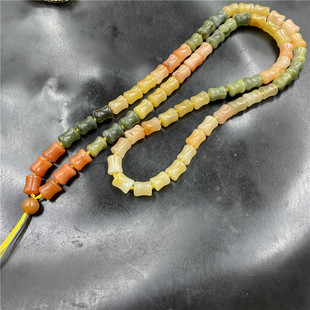 四海玉器 加长款三彩色金丝玉竹节项链绳 节节高毛衣链挂绳 链子