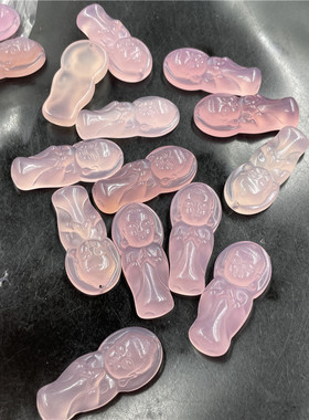 女款粉色玉髓玛瑙宝宝佛