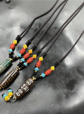 玉器做旧天珠玛瑙毛衣链绿色项链