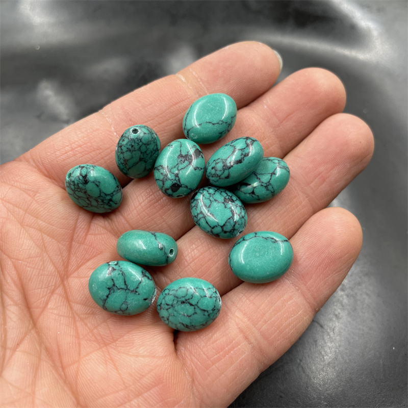 仿绿松石珠子蛋形通孔