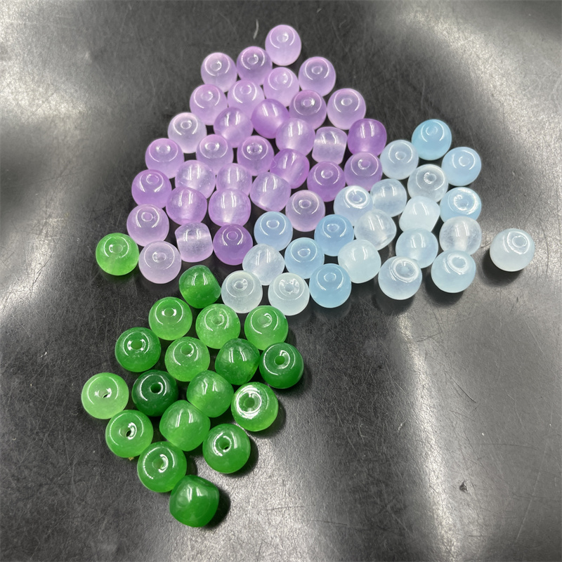 四海玉器 DIY饰品配件冰种巴山翠玉老型珠 算盘珠隔珠 隔片佩饰