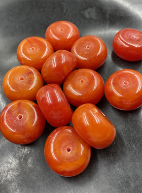 四海玉器 DIY饰品配件红色老蜜蜡算盘珠 随形琥珀蜜蜡平安扣珠子