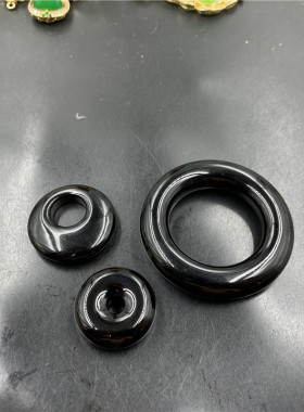 黑色玉髓玛瑙平安扣圆圈