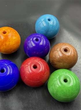 4厘米红色大号圆珠散珠 蓝色黄色珠子 糖玉大珠子 干青圆珠