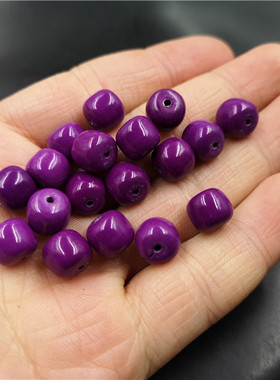 四海玉器 DIY饰品配件紫云母苹果珠散珠 紫色筒珠散珠 桶珠散批