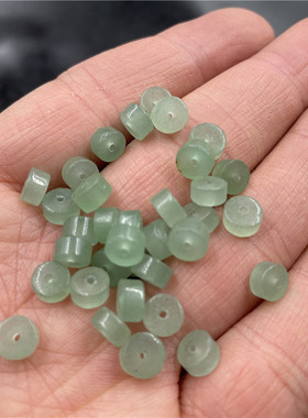 四海玉器 DIY饰品配件东陵玉平安扣隔珠隔片 浅绿色玉车轮珠散珠