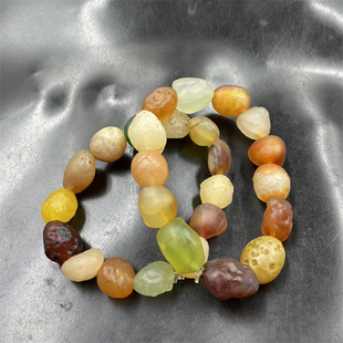 四海玉器 天然正品彩色阿拉善玛瑙原石手链 小石头手串 特价