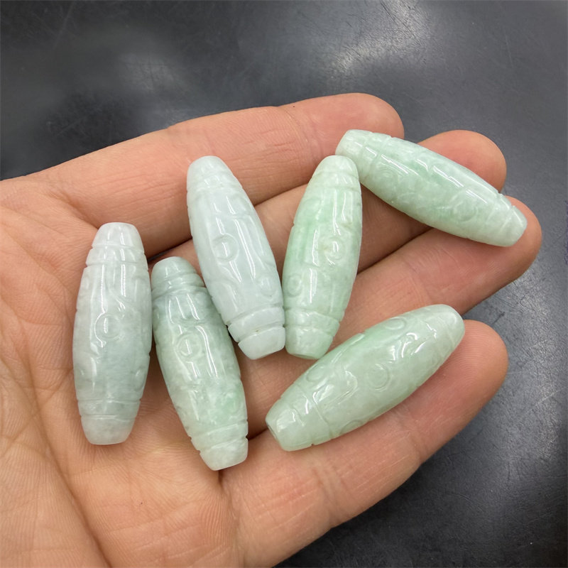 四海玉器 天然正品翡翠A货九眼天珠勒子 翠玉a货路路通 转运珠