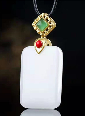 四海新疆平安无事牌白色金丝玉