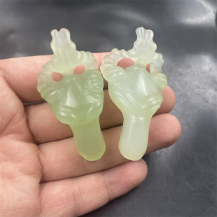 四海玉器 手工雕刻天然岫玉羊头吊坠 样样如意挂件 玉坠