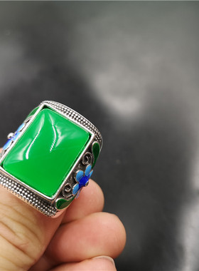 四海玉器男款阳绿色马来玉翠绿色