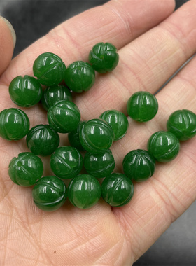 四海玉器 DIY饰品配件碧绿色玉石南瓜珠散珠 瓜珠散批 特价