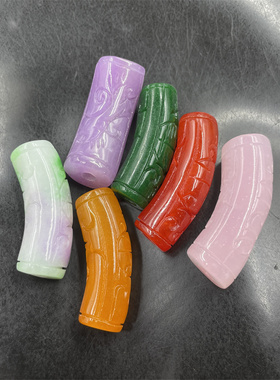 干青绿色 弯管 白底青三彩色巴山翠玉弯管吊坠 转运珠 锁骨链玉坠