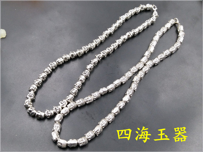 四海玉器 藏银弥勒佛项链 藏式复古银饰项链 特价