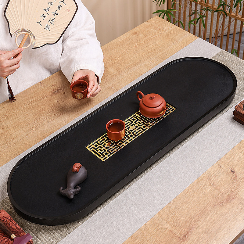 整块天然茶盘中式长方形家用