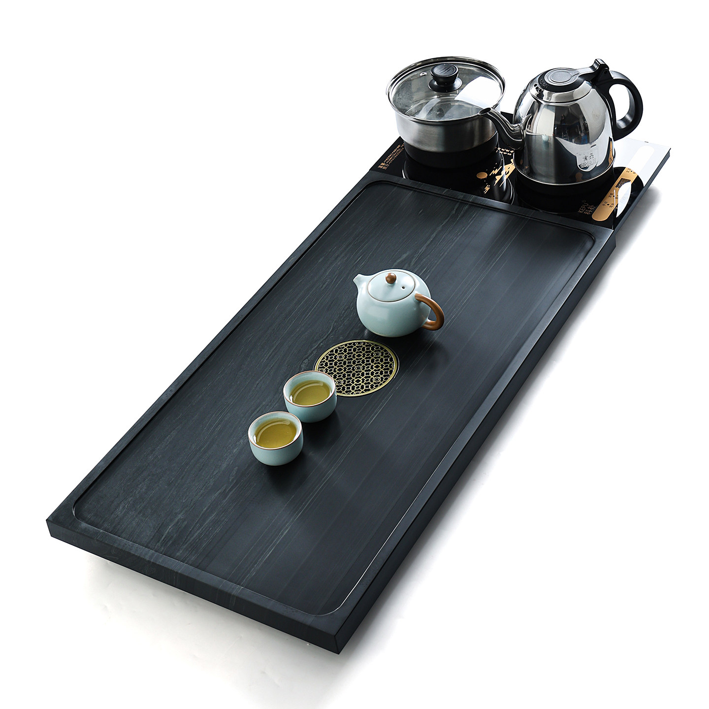 茶具天然乌金石茶盘套装自动上水茶台烧水壶茶托盘带排水茶海家用