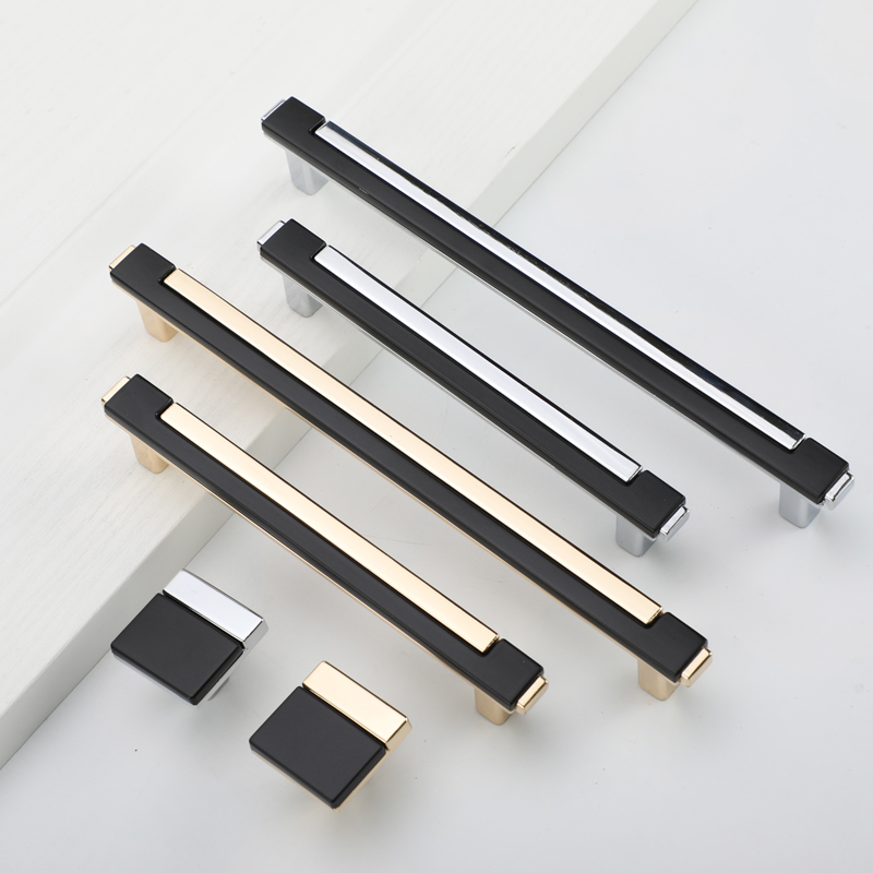 轻奢现代简约衣柜门拉手北欧抽屉橱柜门把手黑色欧式白色方形把手