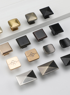 现代简约单孔拉手 欧式方形仿古黑色抽屉柜门把手金色单孔小拉手