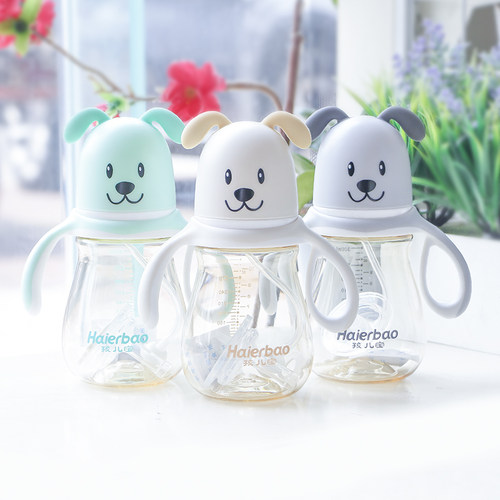 卡通ppsu吸管杯300ml耐摔奶瓶