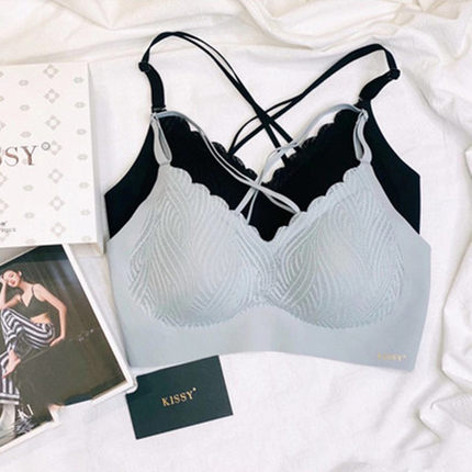 如kissy内衣官方旗舰店吻交叉吊带无痕无钢圈运动瑜伽美背款文胸