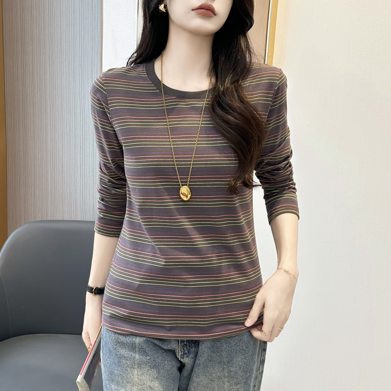 春秋季新款气质减龄打底衫女休闲宽松显瘦时尚圆领长袖T恤大码潮
