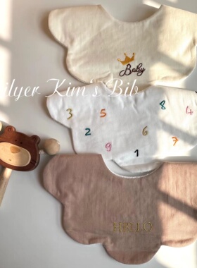 「金艾莉儿Dē围兜兜」3条任选/韩系A类防水纱布宝宝口水巾0-3岁