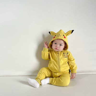 ins两件套秋冬宝宝衣服+裤子纯棉保暖新生儿套装皮卡丘婴儿衣服萌