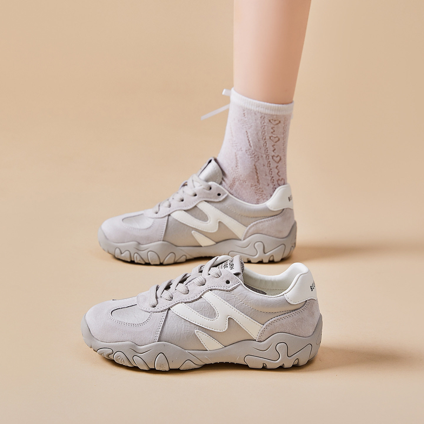 2026春季新款德训鞋女轻便百搭时尚舒适日常百搭简约风拼接休闲鞋,女鞋,时尚休闲鞋,淘宝优惠券,粉丝福利购,淘宝优惠卷