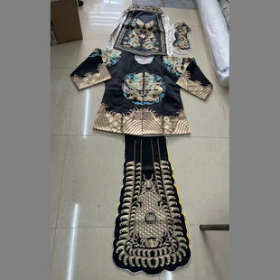 戏曲男武生武将王朝马汉服装 京剧花脸祥龙全金绣龙伍子胥黑马褂