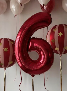 40寸红色数字气球儿童生日快乐满月百天派对布置场景装饰拍照氛围