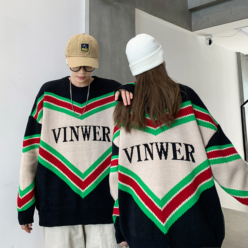 秋冬情侣宽松ins外穿加厚套头慵懒针织衫潮流个性毛衣QT811-P75，男装针织衫/毛衣，星座1501