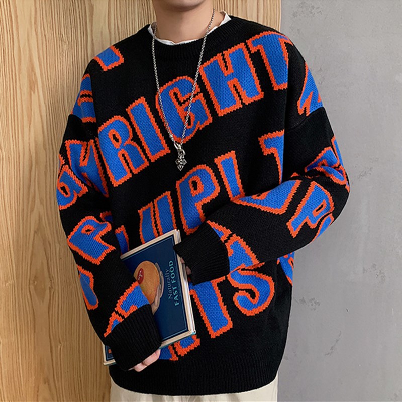 2020 sweater men's Korean round neck Pullover letter lovers trend loose personality T-shirt
