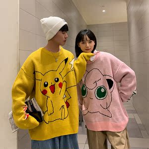 秋冬韩版潮流卡通情侣毛衣宽松慵懒套头个性针织衫QT809-P75图片